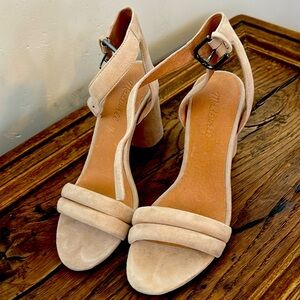 Madewell. Beige suede strappy sandals. Size 8. Worn once. Excellent condition.